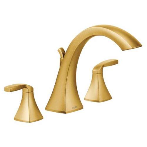 Two-Handle High Arc Roman Tub Faucet in Brushed Gold