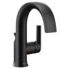 Single Handle High Arc Bathroom Sink Faucet with Metal Pop-Up Drain Assembly in Matte Black