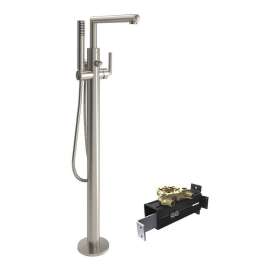 Tub Filler with Floor Mount Mounting Kit in Brushed Nickel