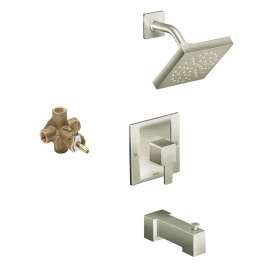 90 Degree KTS90-P-TS2713EPBN 6-Inch Rain Shower and 7-1/4-Inch Spout in Brushed Nickel