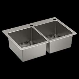 Prep GS182072B 33-in X 22-in 18 Gauge Double Bowl Dual Mount Sink