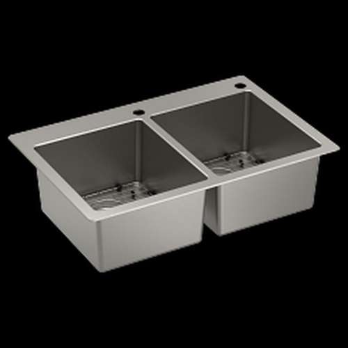 Prep GS182072B 33-in X 22-in 18 Gauge Double Bowl Dual Mount Sink