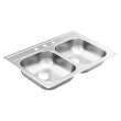 2000 Series GS202173BQ 33-inX22-in 20 Gauge Double Bowl Drop In Sink