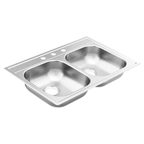 2000 Series GS202173BQ 33-inX22-in 20 Gauge Double Bowl Drop In Sink