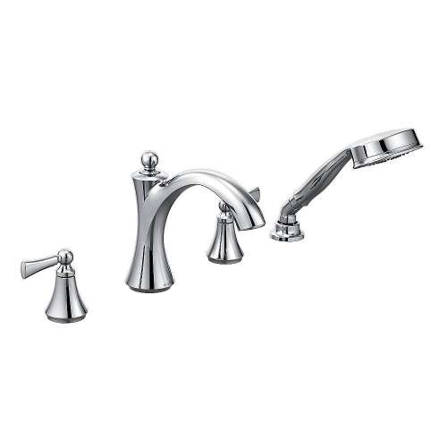 T654-M Wynford Chrome Two-Handle Roman Tub Faucet Includes Hand Shower