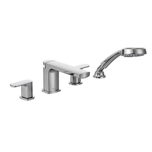 Chrome Two-Handle Roman Tub Faucet Includes Hand Shower