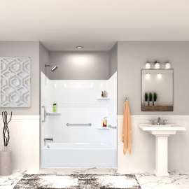 K-3060L-680WHTBB 60-in x 30-in Tub/Shower Kit with Left Drain and Backer Boards, White