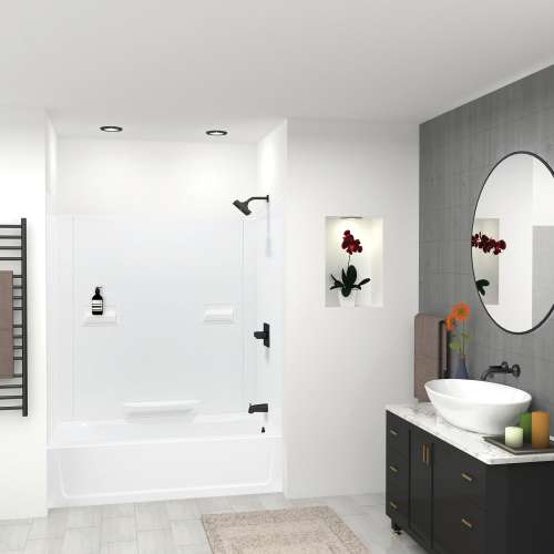 K-3060R-350WHT 60-in x 30-in Tub/Shower Kit with Right Drain, White