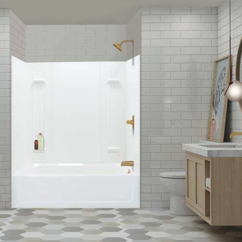 K-3060R-557WHT 60-in x 30-in Tub/Shower Kit with Right Drain, White