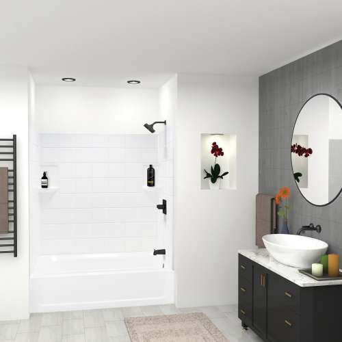 K-3060R-670WHT 60-in x 30-in Tub/Shower Kit with Right Drain, White