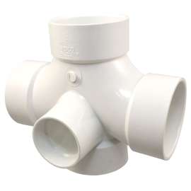 48359R 4X4X4X4X2 HUB DBLE T W/90 INL PVC, Double Sanitary Tee with 90 Degrees  Inlet Hub - PVC DWV, 4835-9