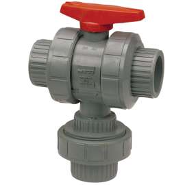 S51D2-E 3/4 SOC TU DIV BV EPDM CPVC, Ball Valve - Socket, True Union, 3-Way 2-Position Diverter, Corzan CPVC Schedule 80, EPDM, S51D2-E