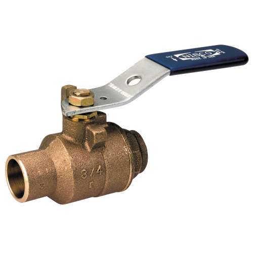 S58070 3 W/LEVER HDL, Two-Piece Bronze Ball Valve - Conventional Port, Solder Ends, S-580-70