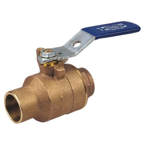 S58570 1-1/4 FP W/LEVER HDL, Two-Piece Bronze Ball Valve - Full Port, Solder End Connections, S-585-70