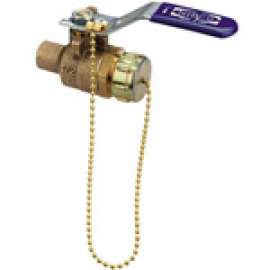 S58570HC 3/4 W/ 3/4 HOSE CAP CHAIN, Two-Piece Bronze Ball Valve - Solder and Hose Connections, S-585-70-HC - Box of 5