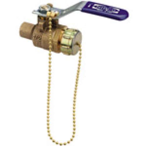 S58570HC 1/2 W/ 3/4 HOSE CAP CHAIN, Two-Piece Bronze Ball Valve - Solder and Hose Connections, S-585-70-HC
