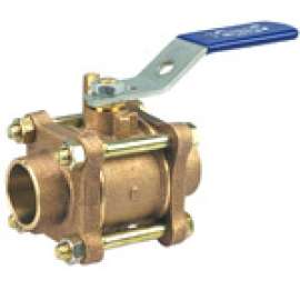 S595Y 1-1/2 CXC 600# FP BV 3-PC, Three-Piece Bronze Ball Valve - Full Port, Solder End Connections, S-595-Y - Box of 10