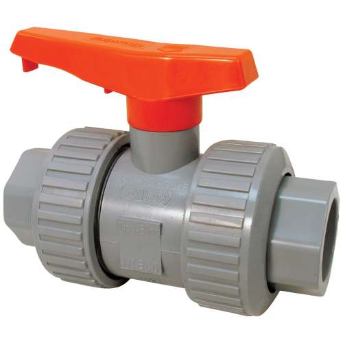 U51TB-V-BBV11/4 CPVC TUTB BEACH BV MOD-D, Bleach Ball Valve - Model D, Universal Ends, Tru-Bloc True Union, Vented Ball, Corzan HP CPVC Schedule 80, FKM, U51TB-V-BBV