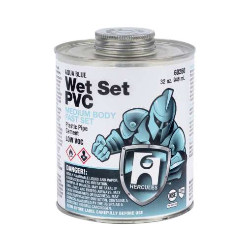 8 oz. Wet Set PVC Cement - Aqua Blue - Dauber In Cap