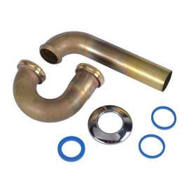 1-1/2" P-Trap - 17 Ga. w/ Ground Joint, Brass Nuts, and 15" Wall Tube