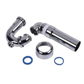 1-1/2" x 1-1/4" Sink Trap w/ Cleanout, Schedule 40 PVC Adapter, Ground Joint, Cover Tube & Escutcheon & Brass Nuts