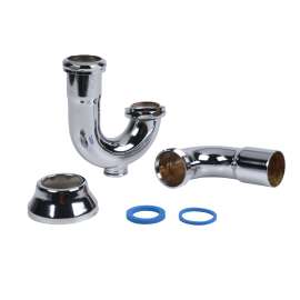 1-1/2" x 1-1/4" Sink Trap w/ Cleanout & 6" (SWT) Extension, Deep Flange & Brass