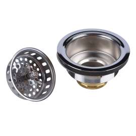 Spin-N-Lock Sink Basket Strainer, Chrome Plated Brass Body w/ Stainless Steel Screw-In Basket, Brass Turning Nut