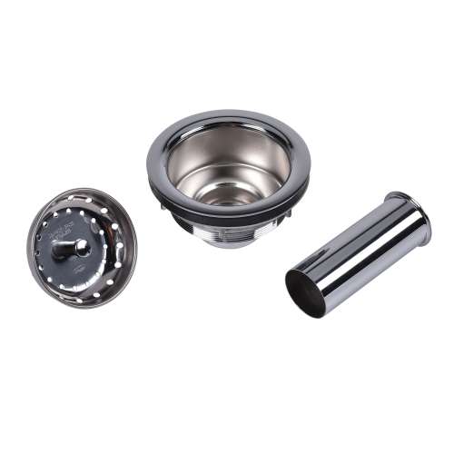 Lucky 7 Sink Basket Strainer, w/ Stainless Steel 4-Prong Basket, Chrome Plated Brass Body, Metal Post, Rubber Stopper, Heavy Locknut, Extra Thick Washer, Machine Cut Threads.