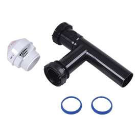 Vent 1.5in Air Admittance Valve 6 DFU with 1-1/2in in Black Tubular Adapter