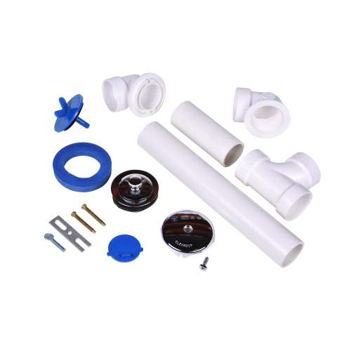 Full Kit, Schedule 40 - PVC Uni-Lift Stopper w/ Chrome Finish Trim