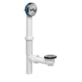 Full Kit, Plastic Tubular - White Trip-Lever Stopper w/ Chrome Finish