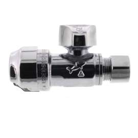 1/2in x 3/8in Compression Lead Free Straight Stop in Chrome Plated Finish