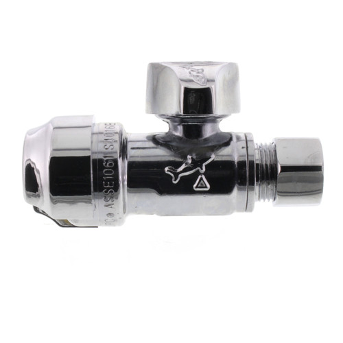 1/2in x 3/8in Compression Lead Free Straight Stop in Chrome Plated Finish