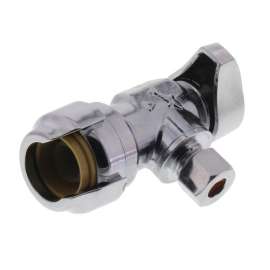 1/2in x 1/4in Compression Lead Free Angle Stop in Chrome Plated Finish