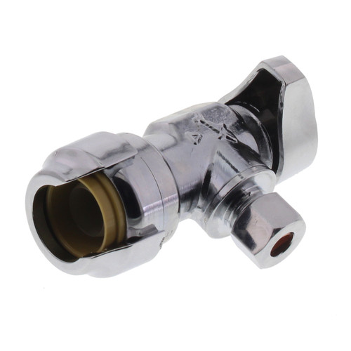 1/2in x 1/4in Compression Lead Free Angle Stop in Chrome Plated Finish