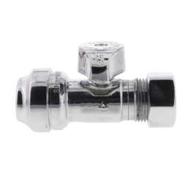 1/2in x 1/2in Compression Lead Free Straight Stop in Chrome Plated Finish