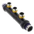 3/4in x 3/4in x 1/2in PEX Press Plastic Flow Through Manifold, 3 Outlets