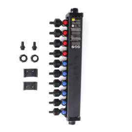 1/2in PollyAlloy PEX Crimp Dual Temperature MiniBloc with 10 Port, 4 hot, 6 cold