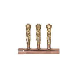 1in Copper 4 Outlets Manifold with 1/2in Compression Balancing Valves