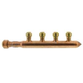 3/4in Closed Copper Manifold with 1/2in Push-Fit 4 Outlets