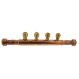 3/4in Open Copper Manifold with 1/2in Push-Fit 4 Outlets
