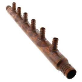 1in PEX Crimp 1in PEX Crimp Copper Manifold with 1/2in PEX 6 Outlets