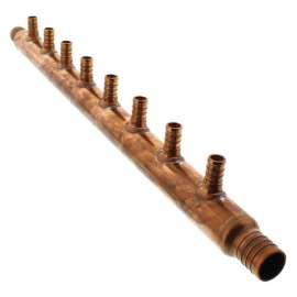 1in PEX Crimp 1in PEX Crimp Copper Manifold with 1/2in PEX 8 Outlets