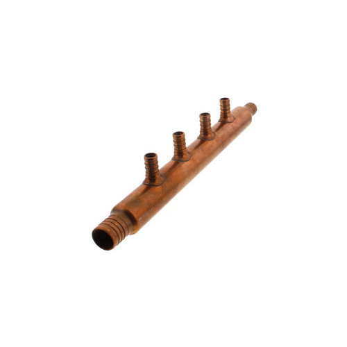 3/4in x 1in PEX Crimp Copper Manifold with 1/2in PEX 8 Outlets