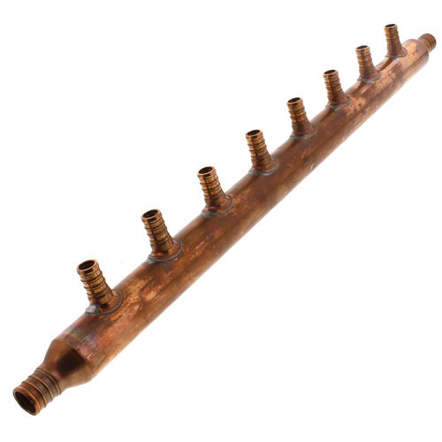 1in Copper 9 Outlets Manifold with 1/2in PEX Outlets and 3/4in PEX Inlets