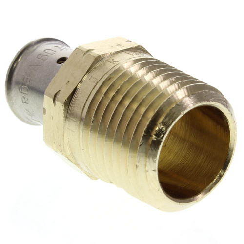 3/8in PEX Press x 1/2in Male NPT Lead Free Bronze Adapter with Attached Sleeve