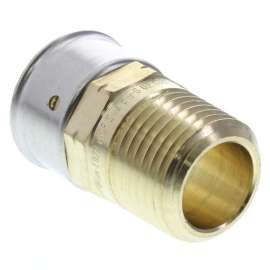 3/4in PEX Press x 1/2in Male NPT Zero Lead Bronze Adapter with Attached Sleeve