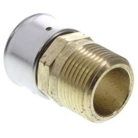 1in PEX Press x 3/4in Male NPT Zero Lead Bronze Adapter with Attached Sleeve