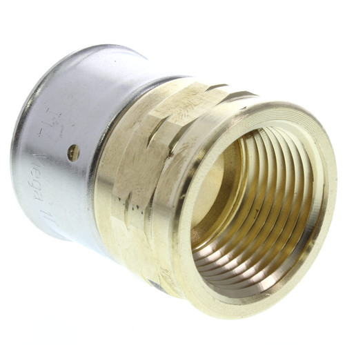 3/4in PEX Press x 1/2in Female NPT Zero Lead Bronze Adapter with Attached Sleeve