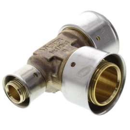1in x 1/2in x 1in PEX Press Zero Lead Bronze Reducing Tee with Attached Sleeve